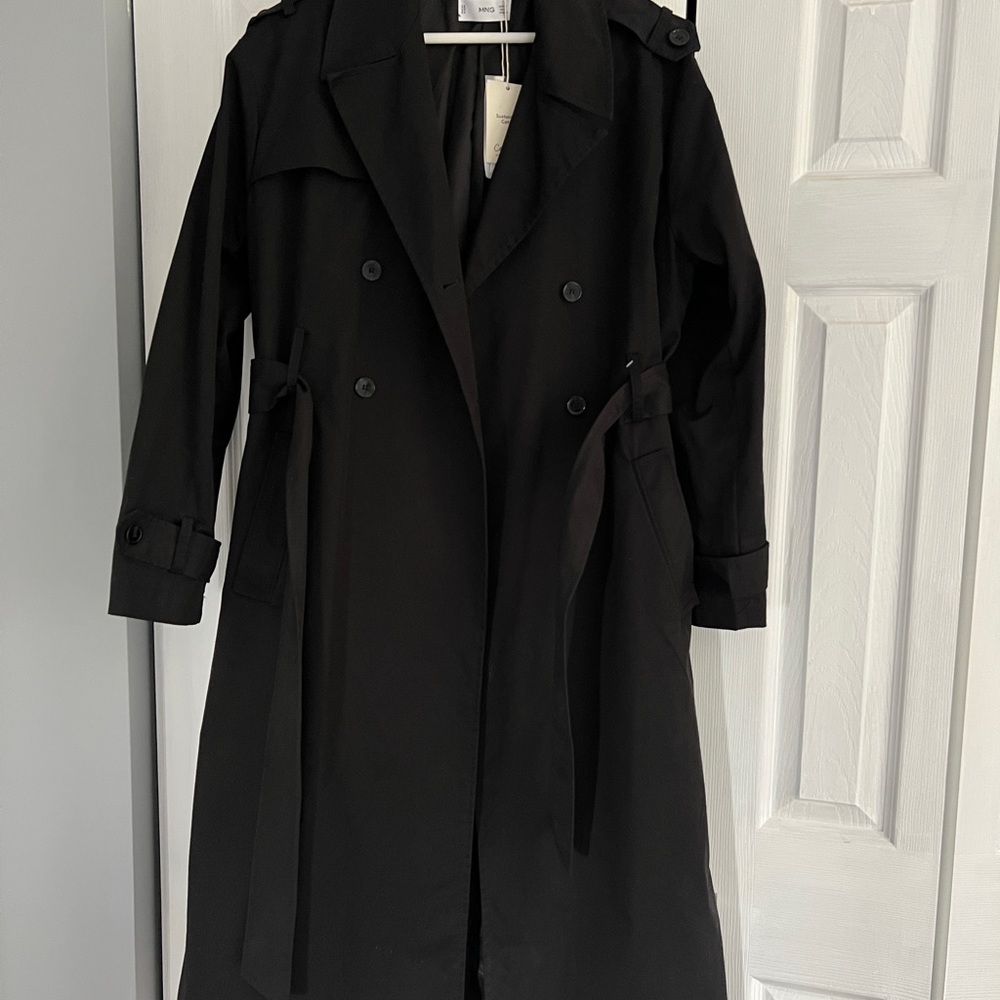 MANGO Classic Black Trench Coat